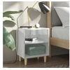 Image de Tables de chevet pieds en bois 2 pcs Blanc brillant 40x30x50 cm