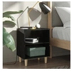 Image de Table de chevet avec pieds en bois Noir brillant 40x30x50 cm