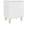 Image de Table de chevet avec pieds en bois massif Blanc 40x30x50 cm