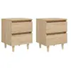 Image de Tables de chevet pieds en pin 2 pcs chêne sonoma 40x35x50 cm