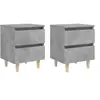 Image de Tables de chevet pieds en pin 2 pcs gris béton 40x35x50 cm