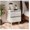 Image de Tables de chevet pieds en pin 2 pcs blanc brillant 40x35x50 cm