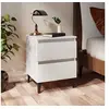 Image de Table de Chevet, Armoire de Nuit avec Rangement, Armoire de Lit, Meuble de Chambre à Coucher, Industriel, Blanc Bois d'Ingénierie 805869