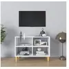 Image de Meuble TV avec pieds en bois massif Blanc 69,5x30x50 cm
