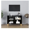 Image de Meuble TV avec pieds en bois massif Noir 69,5x30x50 cm