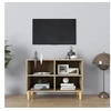 Image de Meuble TV avec pieds en bois massif Chêne sonoma 69,5x30x50 cm
