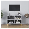Image de Meuble TV avec pieds en bois massif Gris béton 69,5x30x50 cm