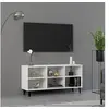 Image de Meuble TV avec pieds en métal Blanc 103,5x30x50 cm
