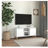 Image de Meuble TV avec pieds en bois massif Blanc 103,5x35x50 cm
