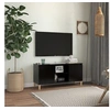 Image de Meuble TV avec pieds en bois massif Noir 103,5x35x50 cm