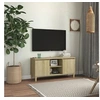 Image de Meuble TV avec pieds en bois massif Chêne sonoma 103,5x35x50 cm