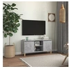 Image de Meuble TV avec pieds en bois massif Gris béton 103,5x35x50 cm