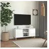 Image de Tv-meubel met houten poten 103,5x35x50 cm hoogglans wit805965