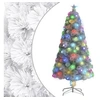 Image de Arbre de Noël Artificiel Pré-éclairé, Sapin de Noël avec LED, Décoration de Vacances, Ornement de Fête Intérieur Extérieur, Blanc 120 cm Fibre