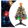 Image de Arbre de Noël Artificiel Pré-éclairé, Sapin de Noël avec LED, Décoration de Vacances, Ornement de Fête Intérieur Extérieur, Blanc/Bleu Fibre Optique