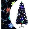 Image de Sapin de Noël et Flocons de Neige LED Arbre Artificiel Ornement de Fête Décoration de Vacances Intérieur Noir 150 cm Fibre Optique