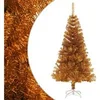 Image de Sapin de Noël Artificiel avec Support Arbre de Noël Décoration de Noël Jardin Patio Arrière-cour Extérieur Salon Doré 120 cm PET