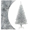 Image de Sapin de Noël Artificiel avec Support Arbre de Noël Décoration de Noël Jardin Patio Arrière-cour Extérieur Salon Argenté 120 cm PET