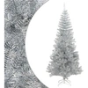 Image de Sapin de Noël Artificiel avec Support Arbre de Noël Décoration de Noël Jardin Patio Arrière-cour Extérieur Salon Argenté 240 cm PET