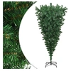 Image de Sapin de Noël Artificiel Renversé avec Support Arbre de Noël Décoration de Noël Jardin Patio Arrière-cour Extérieur Vert 210 cm