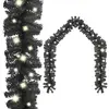 Image de Guirlande de Noël avec Lumières LED Guirlande Artificielle Décoration de Guirlande Ornement Jardin Arrière-cour Extérieur 20 m Noir