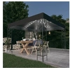 Image de Prieel met LED-lichtslinger 3x3 m antracietkleurig3070296