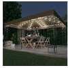 Image de Prieel met dubbel dak en LED-lichtslinger 3x4 m taupe3070313