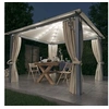Image de Tonnelle avec rideau et lumières LED 3x3 m Crème Aluminium
