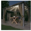 Image de Prieel met gordijn en LED-lichtslinger 3x3 m aluminium taupe3070334