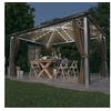 Image de Prieel met gordijn en LED-lichtslinger 4x3 m aluminium taupe3070337