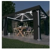 Image de Tonnelle avec rideau et guirlande lumineuse LED 4x3m Anthracite