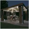 Image de Prieel met gordijn en LED-lichtslinger 4x3 m taupe3070357