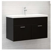 Image de Armoire d évier avec lavabo intégré Noir Aggloméré