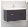 Image de Wastafelkast met ingebouwde wastafel hout hoogglans grijs3071296