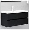 Image de Armoire d évier avec lavabo intégré Noir Bois d ingénierie