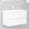Image de Armoire d évier avec lavabo intégré blanc bois d ingénierie