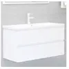 Image de Armoire d évier avec lavabo intégré blanc bois d ingénierie