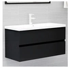 Image de Armoire d'évier avec lavabo intégré noir bois d'ingénierie3071649