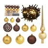 Image de 61-delige Kerstballenset met piek en 150 LED's goud en brons330095