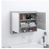 Image de Armoire à Miroir de Salle de Bain Meuble de Rangement Armoire Murale Suspendue Toilette Maison Intérieur 80x15x60 cm MDF Gris Béton