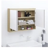 Image de Armoire à miroir de salle de bain 80x15x60cm MDF Blanc et chêne