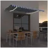 Image de Luifel handmatig uittrekbaar met LED 400x300 cm blauw en wit3068901