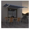 Image de Luifel handmatig uittrekbaar met LED 500x350 cm blauw en wit3069021
