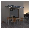 Image de Luifel handmatig uittrekbaar met LED 400x300 cm blauw en wit3069101