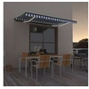 Image de Luifel handmatig uittrekbaar met LED 450x300 cm blauw en wit3069121