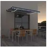 Image de Luifel handmatig uittrekbaar met LED 400x350 cm blauw en wit3069181