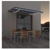 Image de Luifel handmatig uittrekbaar met LED 450x350 cm blauw en wit3069201
