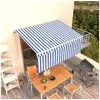 Image de Luifel handmatig uittrekbaar met rolgordijn 3x2,5 m blauw wit3069256