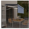 Image de Luifel met rolgordijn, LED en windsensor 3x2,5 m blauw en wit 3069271