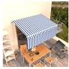 Image de Luifel handmatig uittrekbaar met rolgordijn 3,5x2,5 m blauw wit 3069276